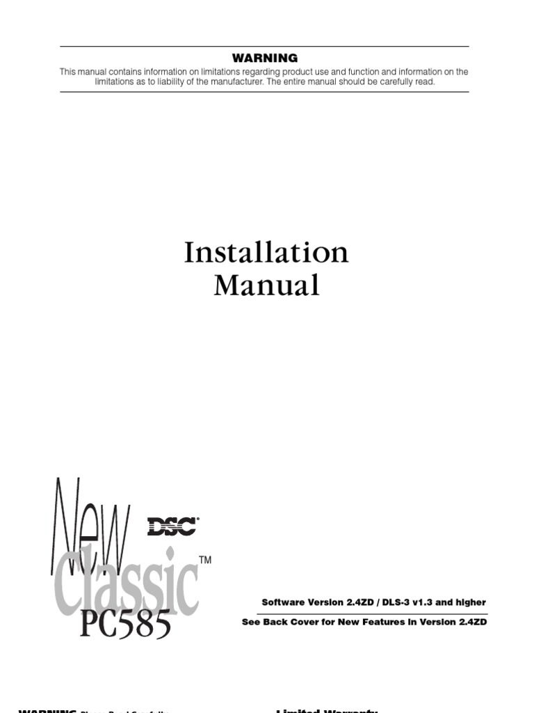 PC585 v2-4ZD IM ENG INT 29005153 R001 | PDF | Telephone | Power Supply