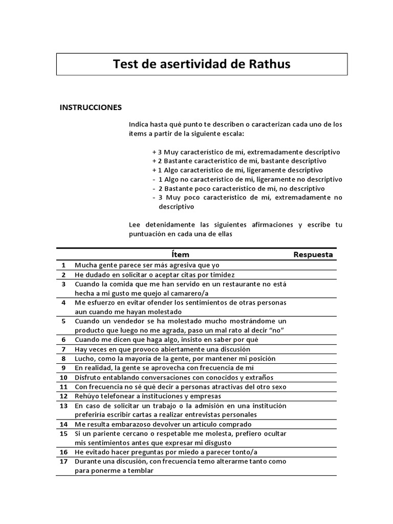 Test de Rathus | PDF