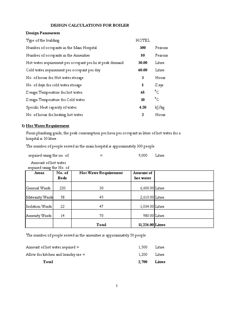 Boiler Sizing Example Water Heating Boiler