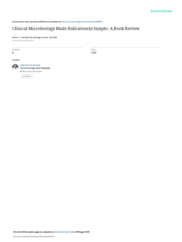 Clinical Microbiology Made Ridiculously Simple A Book Review PDF