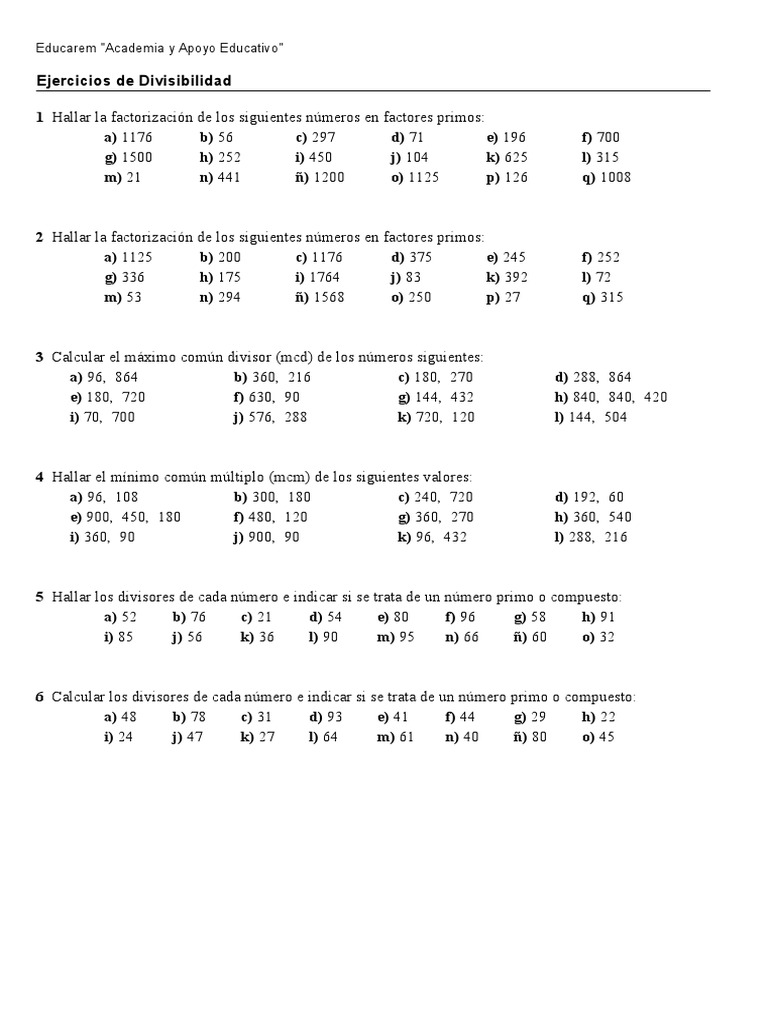 Factorizacion Mcm Conceptos Matematicos Algebra Abstracta