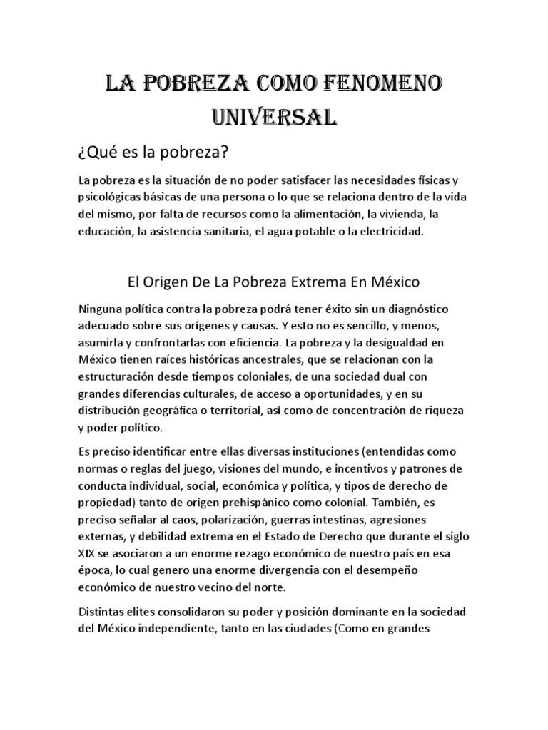 Definición y Causas de la Pobreza | PDF | Pobreza | Pobreza e indigencia