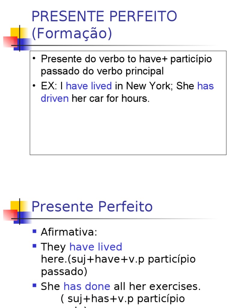 PRESENT PERFECT - Descreve uma ação iniciada no passado e que continua no  presente. I have talked to him lately. ( Conversei e vou continuar  conversando. - ppt download