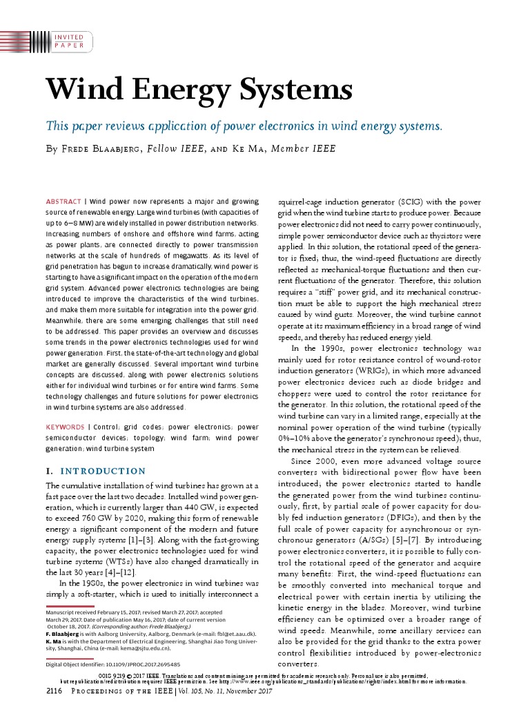 Wind Energy Systems | PDF | High Voltage Direct Current | Wind Power