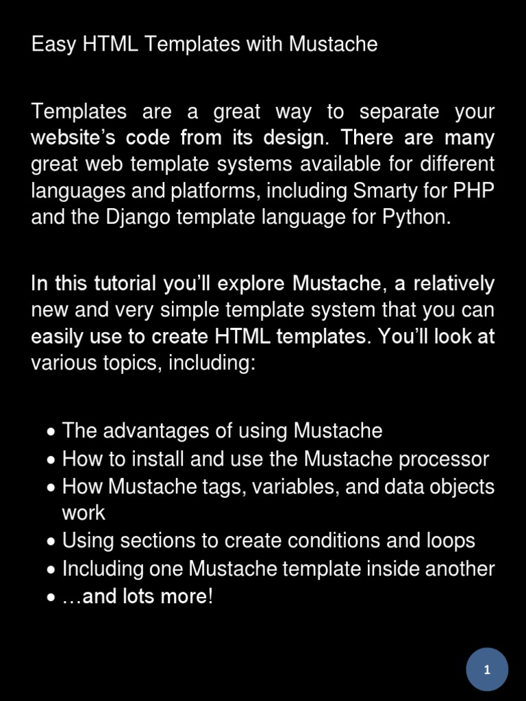 Easy HTML Templates With Mustache PDF Ajax (Programming) Java Script