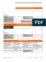 GF0101 Generic Food Certification Questionnaire