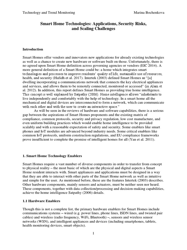 Smart Home Report M Bochenkova | PDF | Internet Of Things | Computer ...