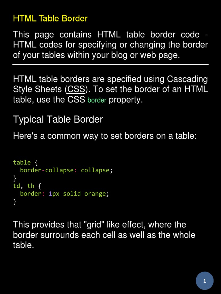 Html Table Border Docx Cascading Style Sheets Html Element