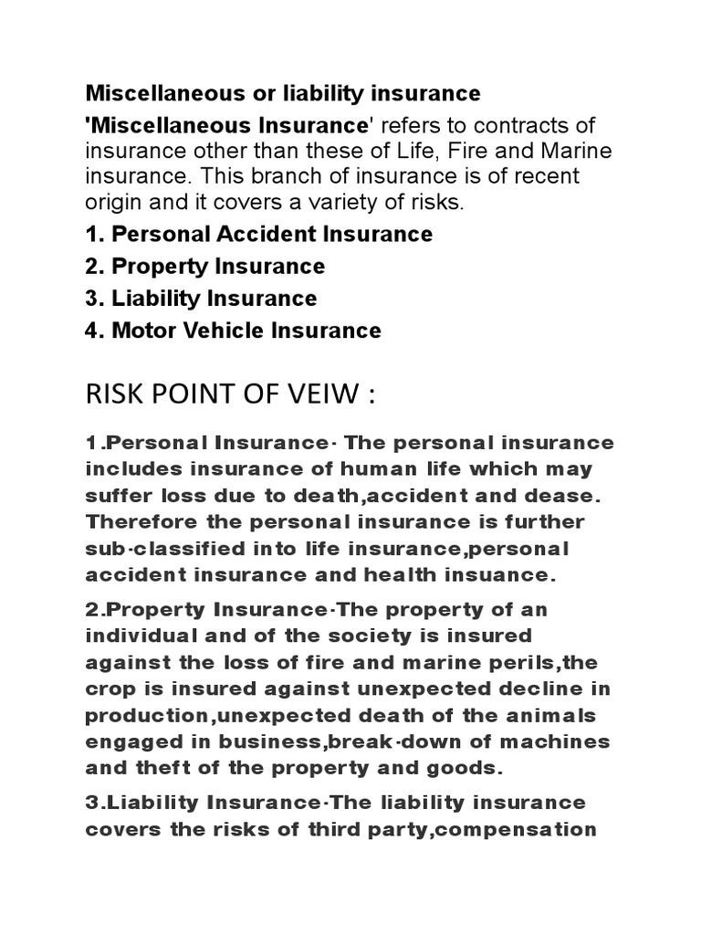 Understanding Miscellaneous Insurance | PDF | Insurance | Indemnity