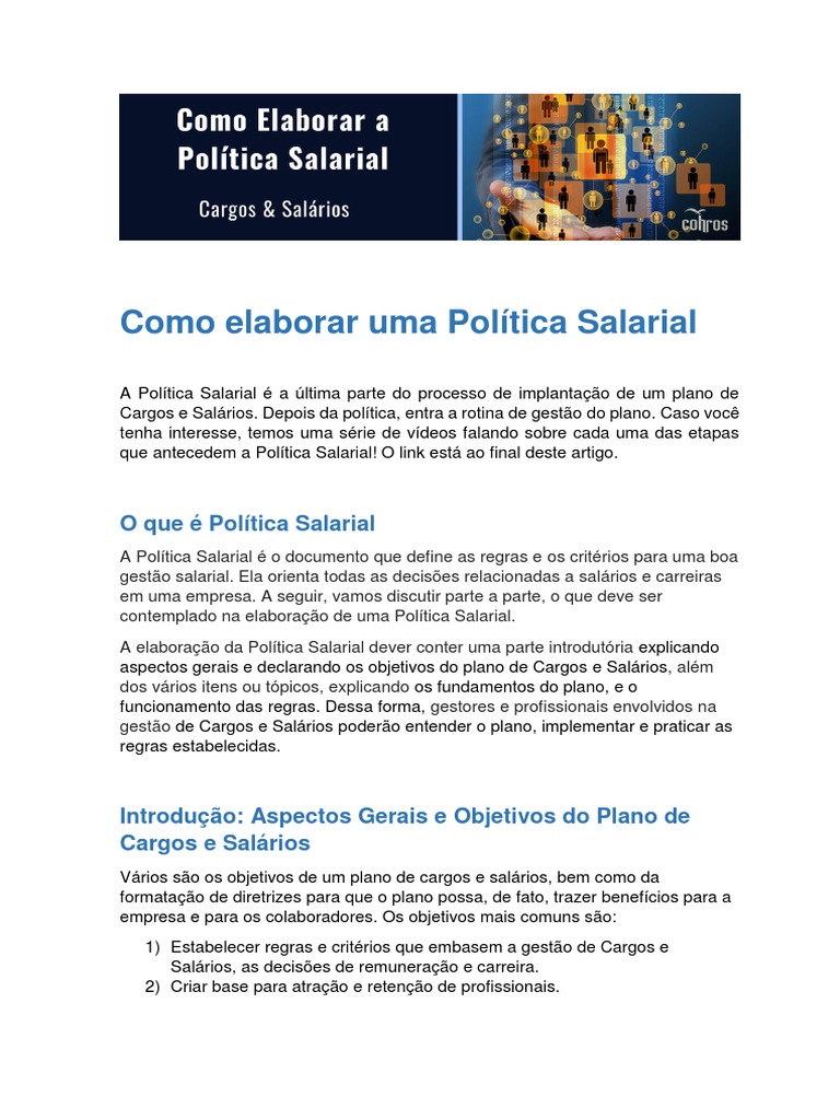 Elaboração de Política Salarial | PDF | Salário | Business