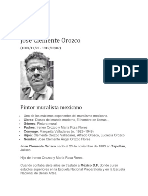 Biografia Jose Clemante Orozco | PDF | Medios de arte | Pinturas