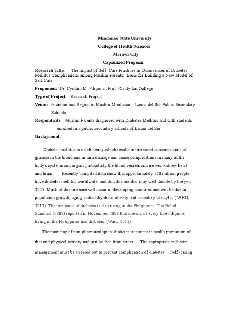 Capsulized Proposal MSU - Copy-1 | PDF | Diabetes Mellitus | Medicine
