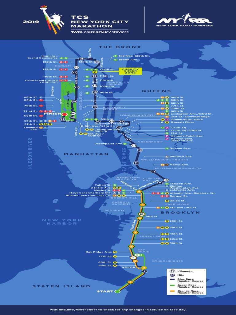 NYC Marathon Course Map 2019 PDF New York Metropolitan Area New