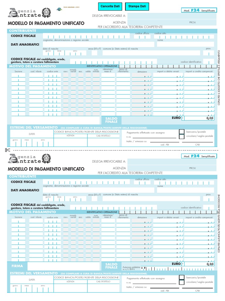 F24 Semplificato Editabile PDF