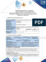 Guía de actividades y rúbrica de evaluación - Fase 3 - Planificar e implementar un sistema de gestión en la industria de alimentos.docx