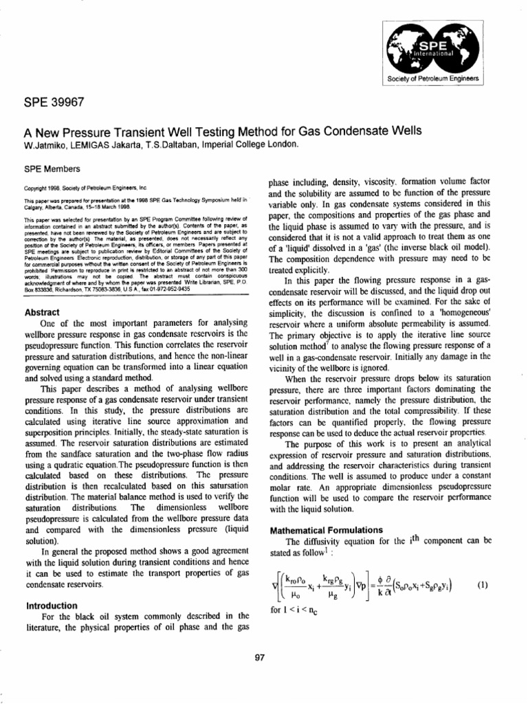 A New Pressure Transient Well Testing Method For Gas Condensate Wells ...