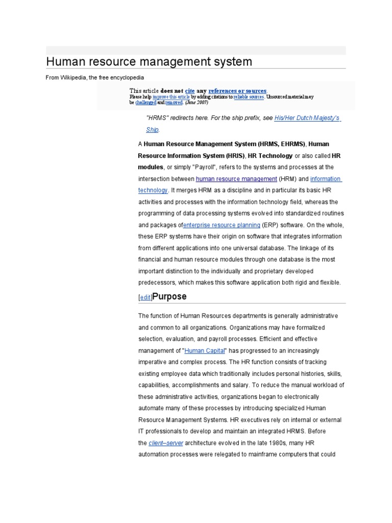 Human Resource Management System Sa6 | PDF | Employment | Information ...