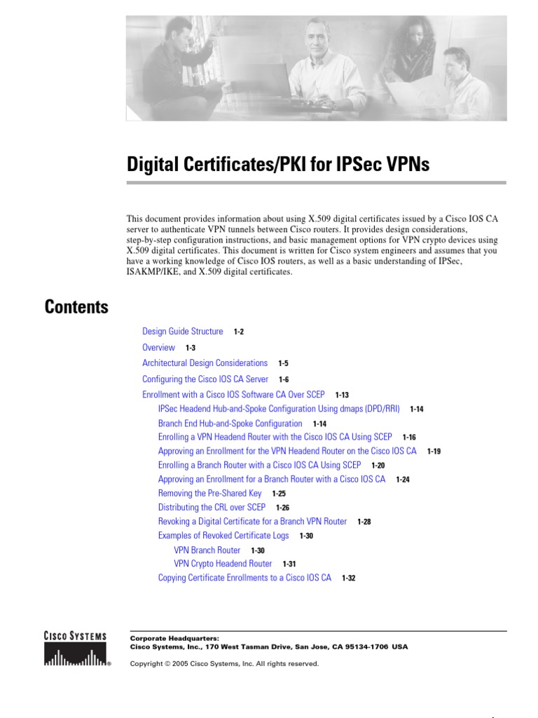 Cisco Digital Certificates/PKI For IPSec VPNs | PDF | Virtual Private  Network | Public Key Certificate