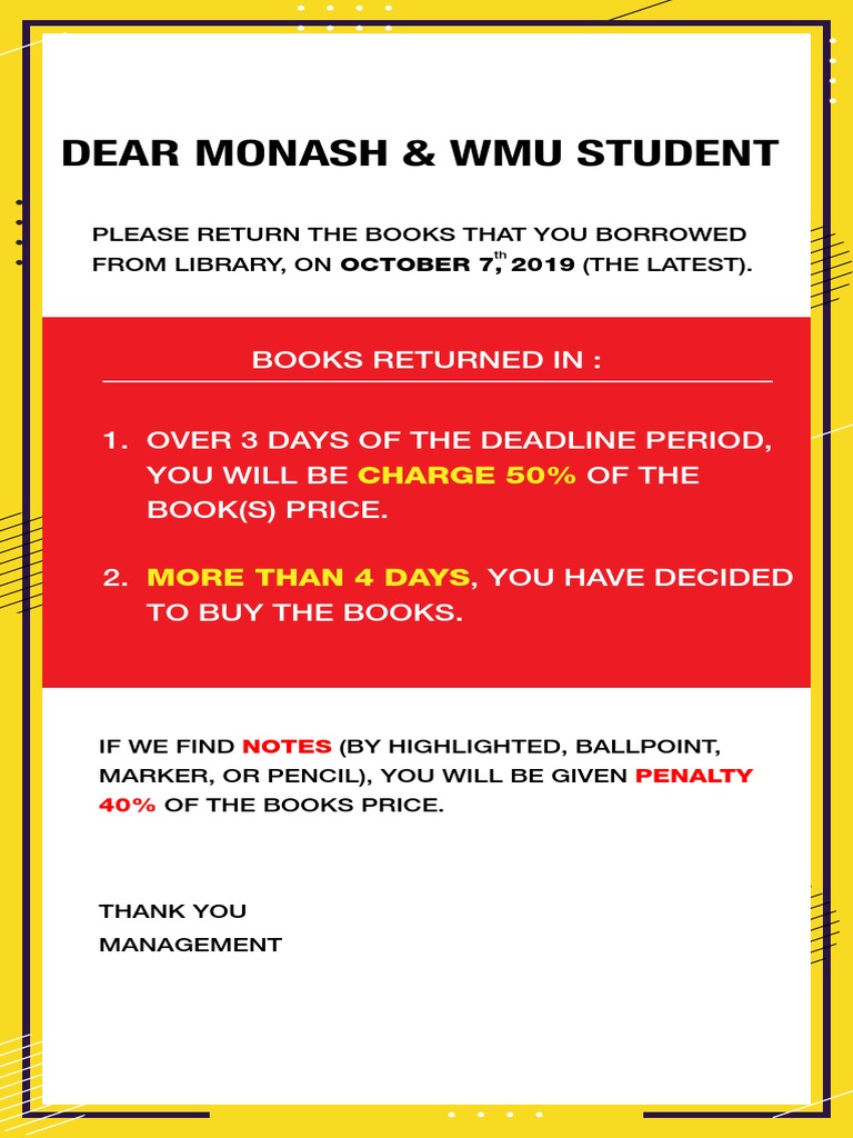 Library Book Return Policy Reminder | PDF