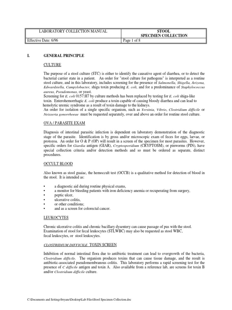 Stool Specimen Collection Guidelines | PDF | Human Feces | Diarrhea