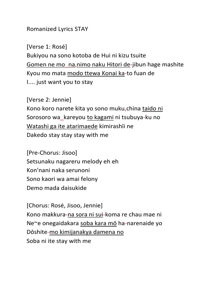 Romanized Lyrics Japan