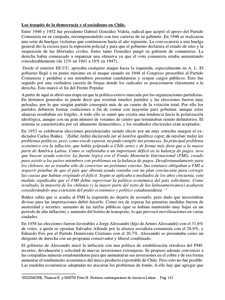 Crisis de la democracia y socialismo en Chile | PDF | Chile | Partidos ...