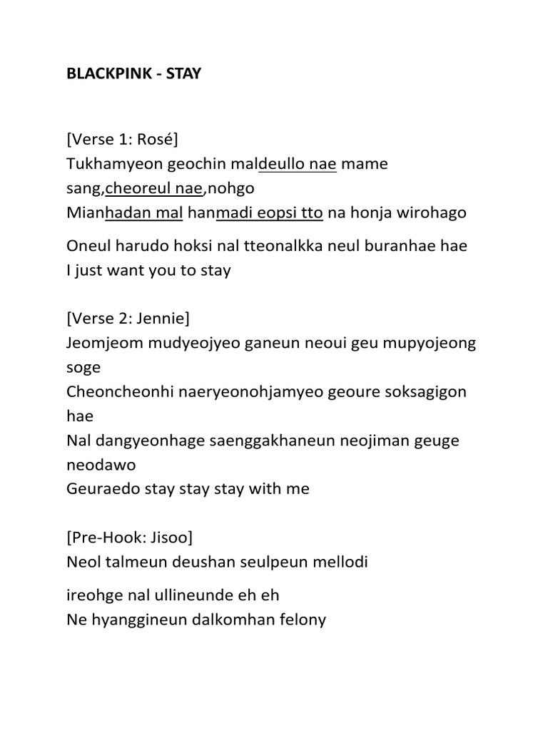 Blackpink Stay PDF