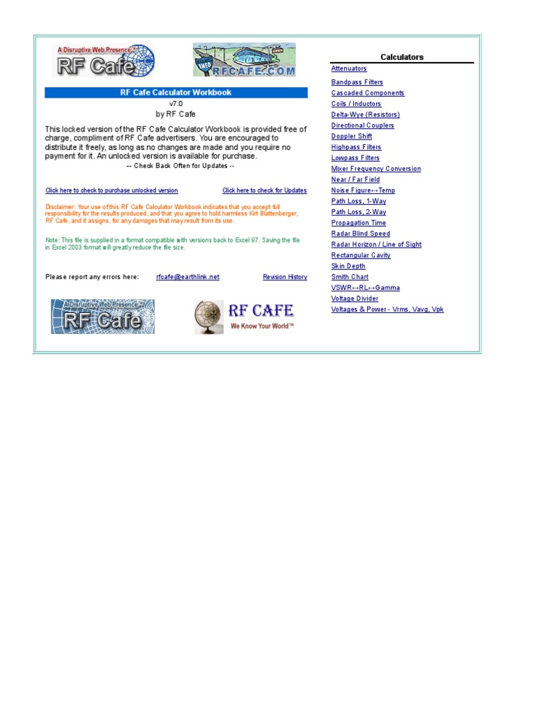 RF Calculator PDF Coaxial Cable Microwave