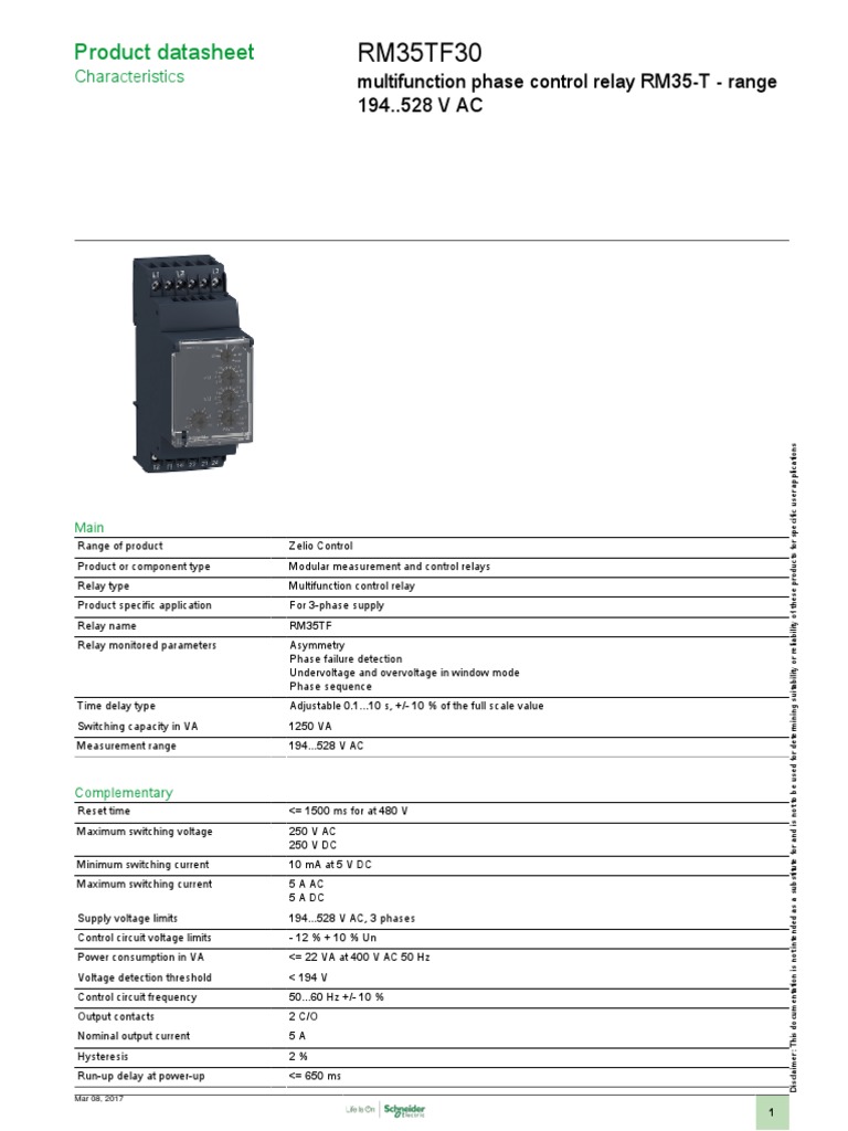 RM35TF30: Product Datasheet | Download Free PDF | Alternating Current ...