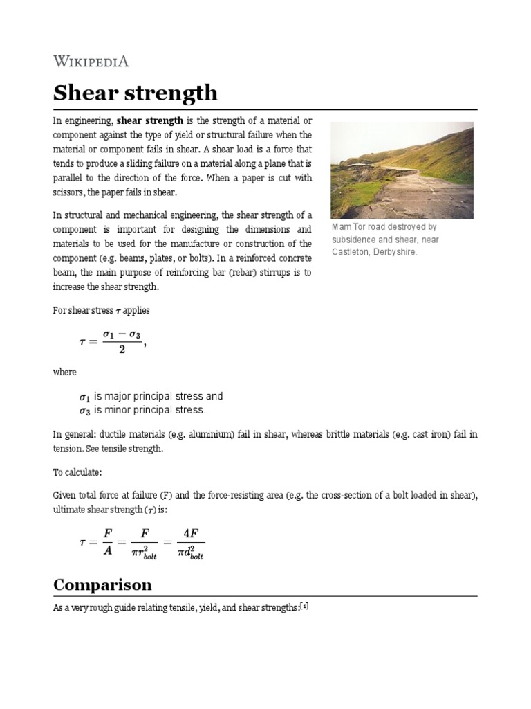 Shearing Strength PDF | PDF | Strength Of Materials | Ultimate Tensile ...