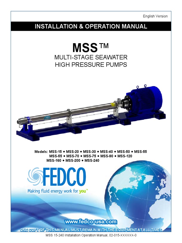 Mss 15 240 Installation Operation Manual 02 015 0 Pump Iso 9000