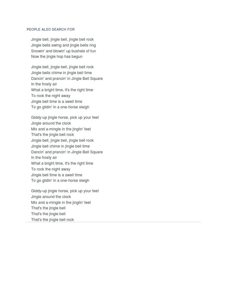 Bobby Helms - Jingle Bell Rock Songtekst - Songteksten - NL - Your Lyrics  Source PDF
