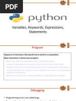 Variables, Keywords, Expressions, Statements