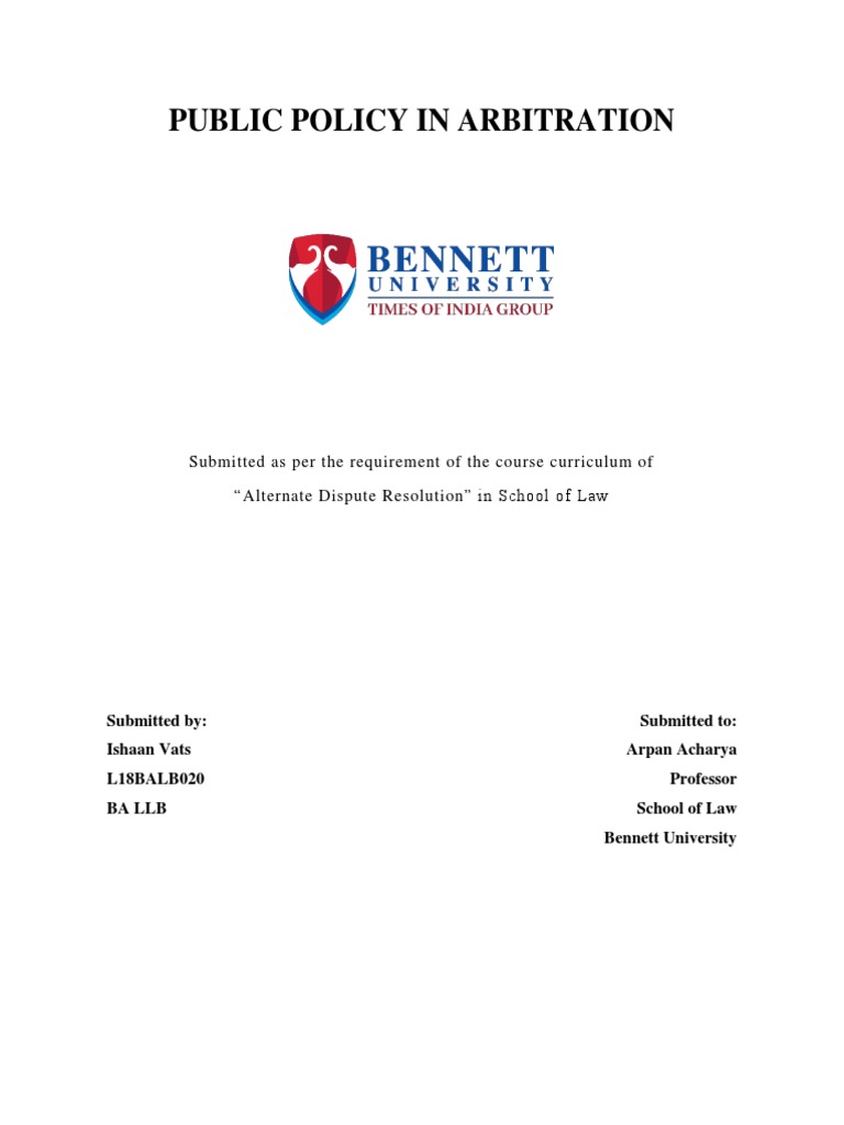 Public Policy in Arbitration | PDF | Public Policy Doctrine | Arbitration