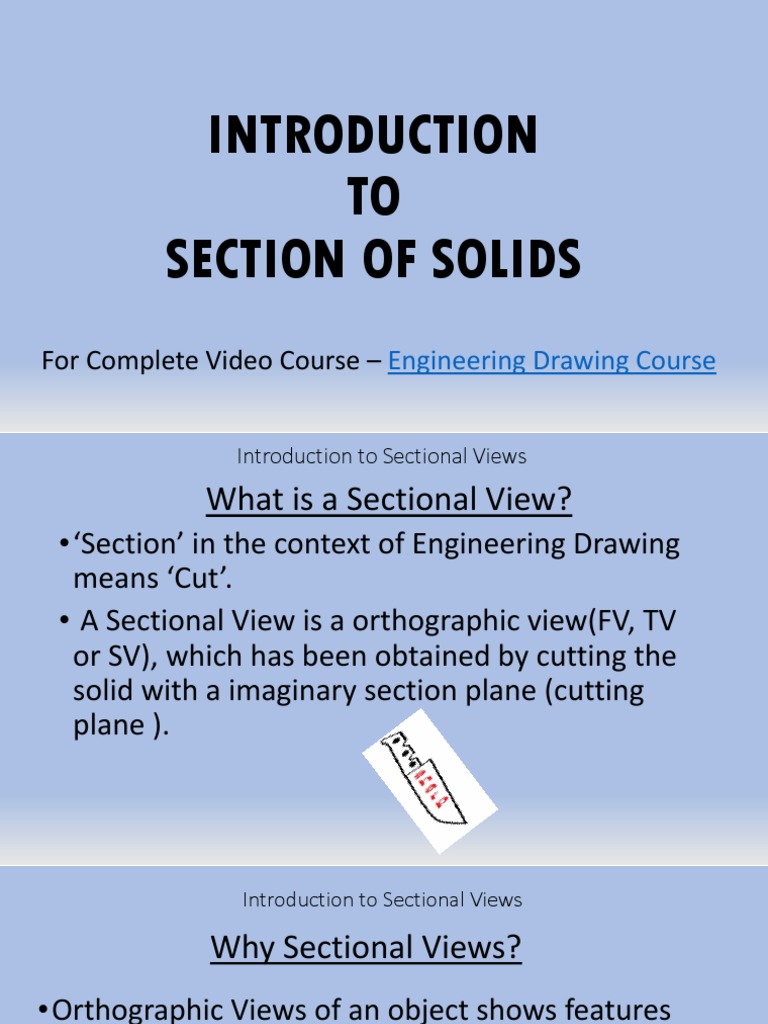Introduction To Section of Solids | PDF | Plane (Geometry) | Perpendicular