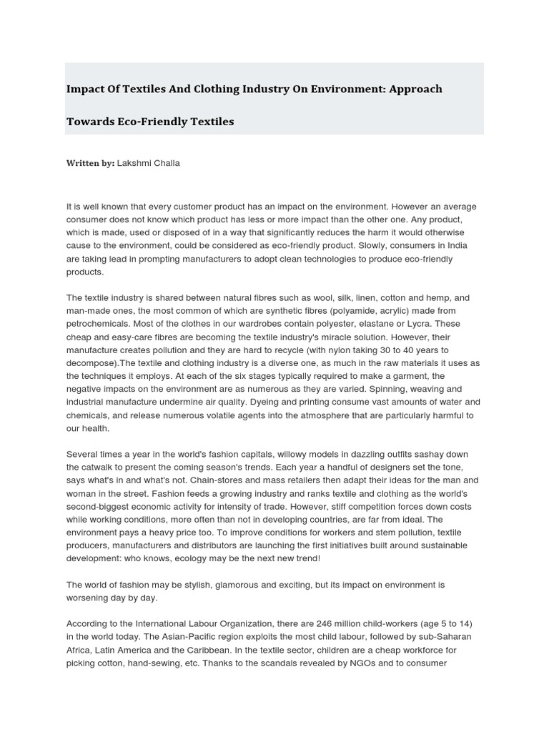Environmental Impact of Textiles | PDF | Textiles | Jute