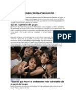 La Presión Del Grupo y Su Importancia en Los Adolescentes