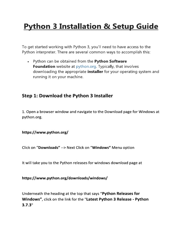 Python Installation Steps | PDF