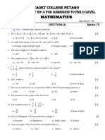 Cadet College Petaro Mathematics: Entry Test 2014 For Admission To Pre O-Level