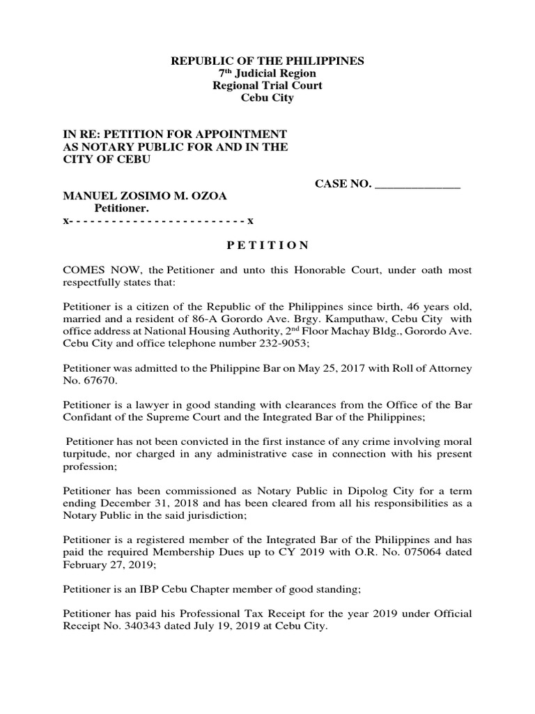 Petition For Appointment As Notary Public PDF Notary Public Lawyer