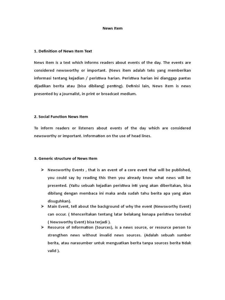 elaboration news item adalah