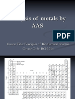 Analysis of Metals by AAS: Course Title: Principles of Biochemical Analysis Course Code: BCH-214