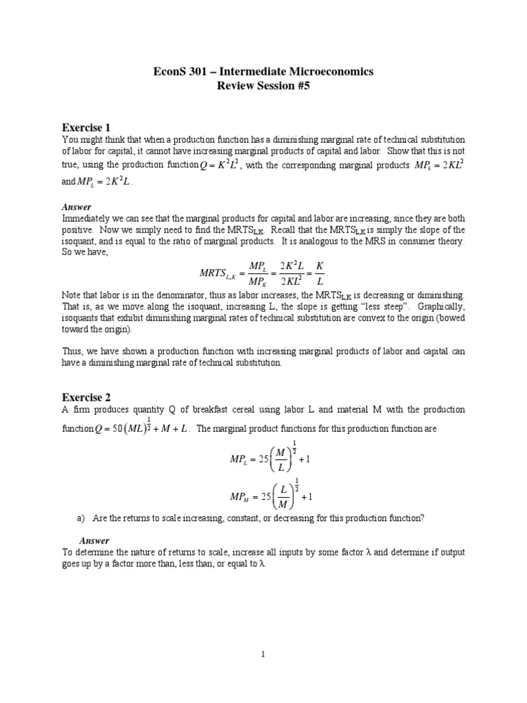 Review Session 5 | PDF | Production Function | Labour Economics