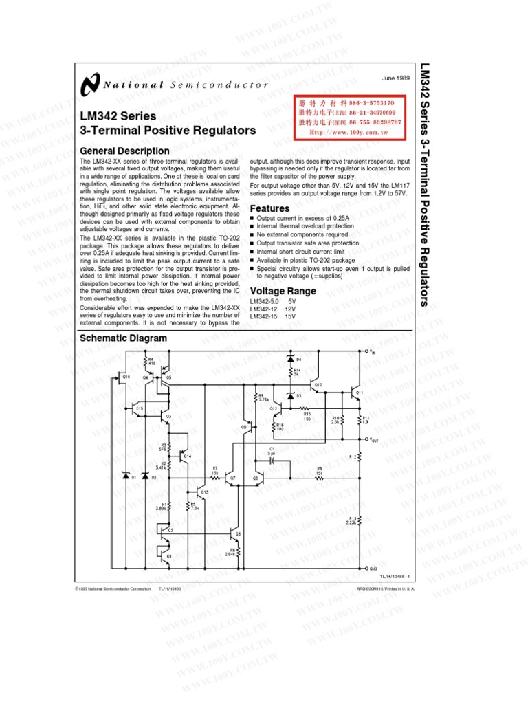 LM342 Series 3-Terminal Positive Regulators: General Description | PDF ...
