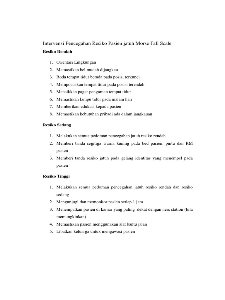 Intervensi Pencegahan Resiko Pasien Jatuh Morse Fall Scale | PDF ...