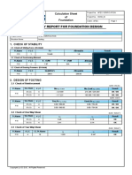 Summary Report For Foundation Design: Calculation Sheet of Foundation