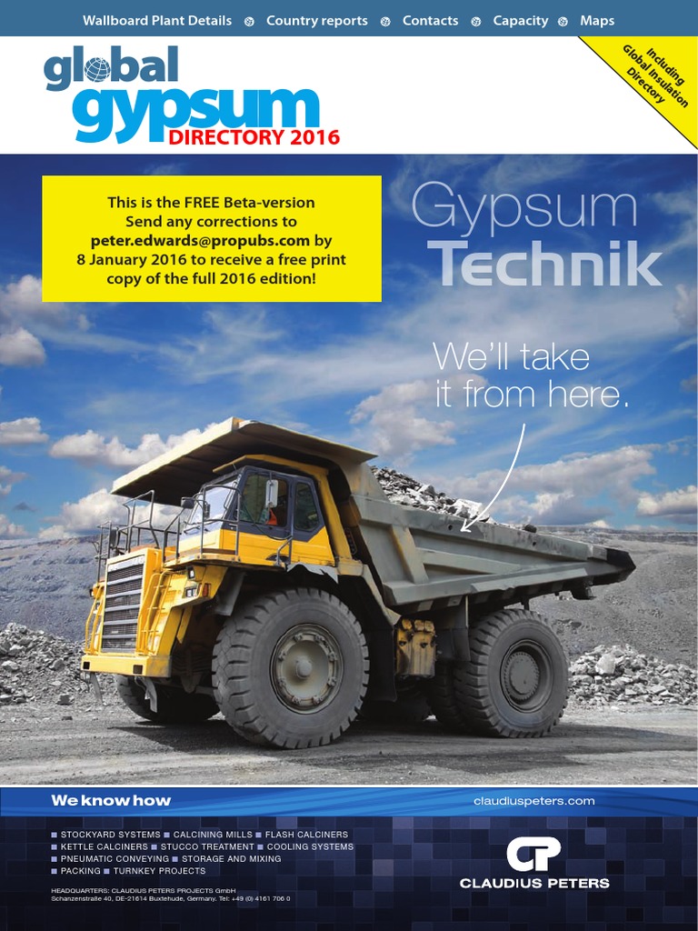 Global Gypsum Nov 2016 | PDF | Drywall | Economic Sectors
