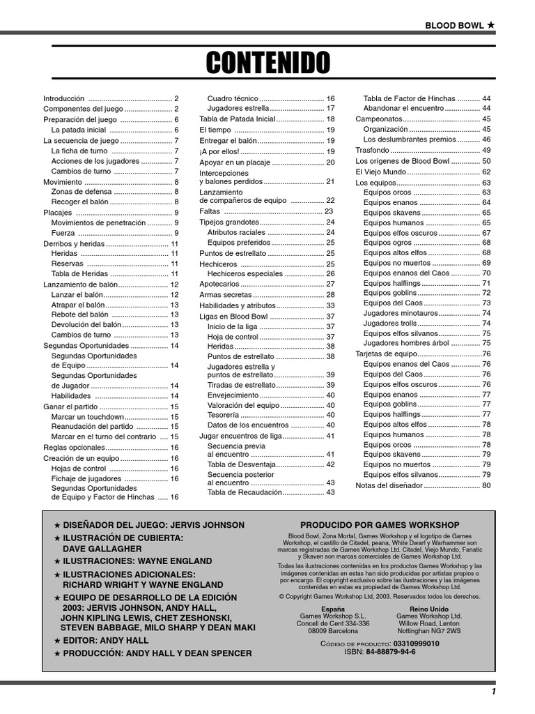 Blood Bowl RuleBook PDF PDF Deportes Ocio