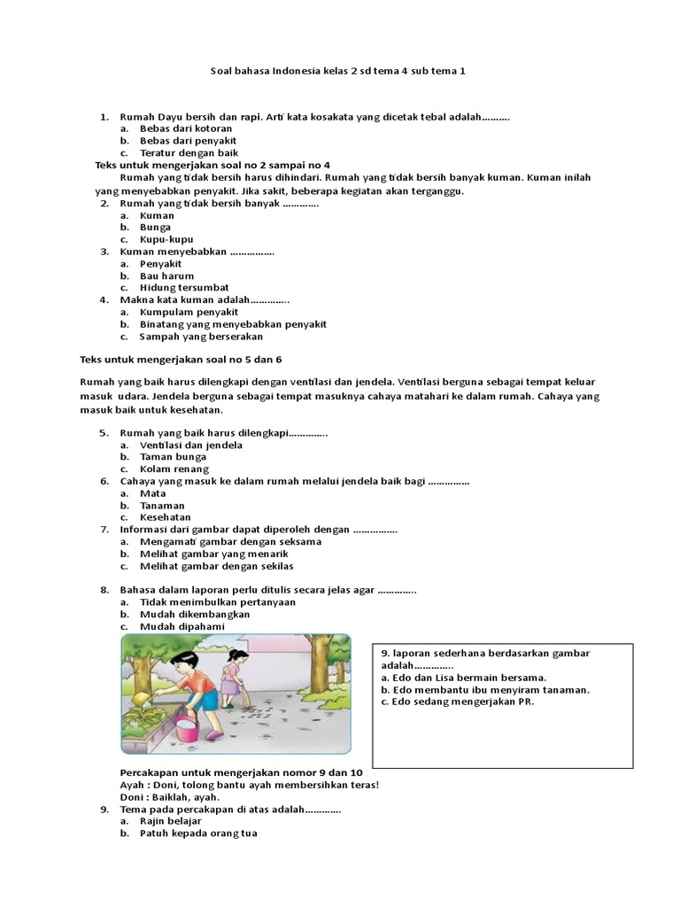 Soal Bahasa Indonesia Kelas 6 Tema 1 - Homecare24