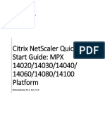 Citrix NetScaler Quick Start Guide - MPX 14020 - 14030 - 14040 - 14060 - 14080 - 14100 Platform. Citrix NetScaler 10.1, 10.5, 11.0